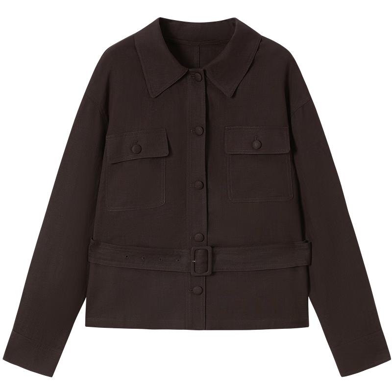 

JUZUI Women s Old Money Style Belted Lyocell Jacket M