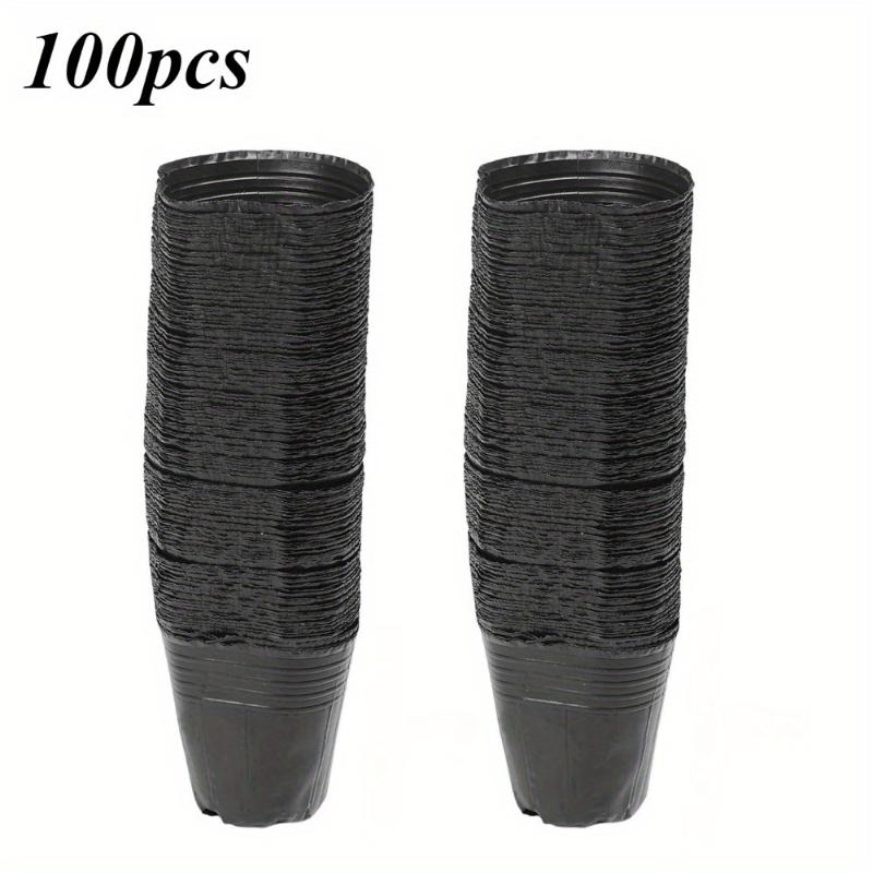 100pcs Seedling Nursery Cups For Flower Pots Potted Plant Cultivation Care Black Anti-Aging Seedling Trays Gardening Accessories