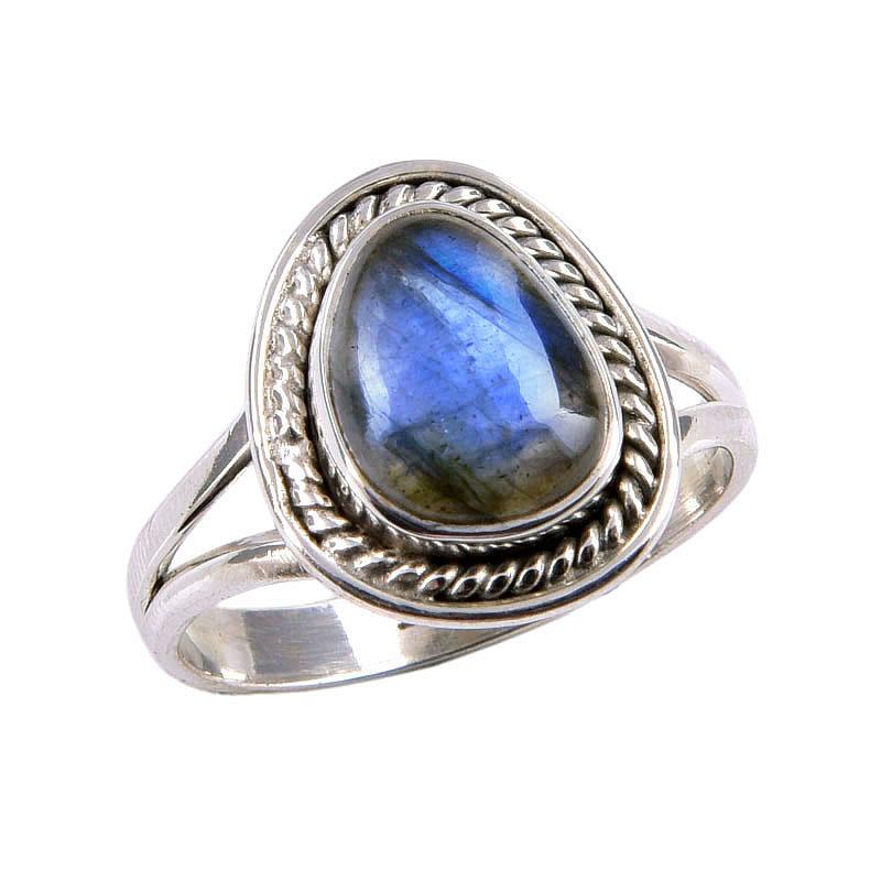 Natural Labradorite Gemstone 925 Solid Sterling Silver Jewelry Ring S.7.5 W1W27