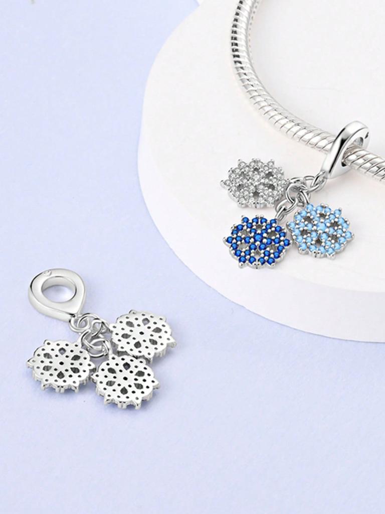 Copper Colors Winter Blue Snowflakesnow House Beads Charm Pendant For Original Bracelet For Women Diy Jewelry Love Gift