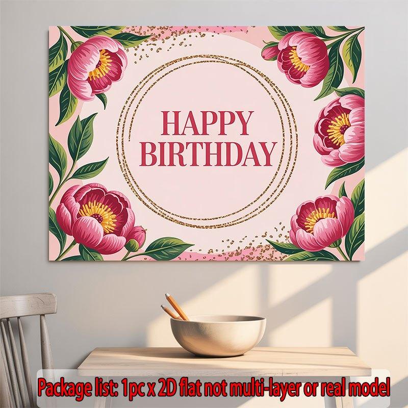Party Backdrop Pink Glitter Flat Peonies Golden Circles Events Wedding Coming Celebration Photo Booth Front Door Decor