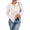 Women S Long Sleeve Round Neck Knit T Shirt Slim Fit Casual Top