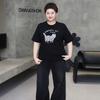 2025 Winter Plus Size Women's Screen-Printed Cat Short Sleeve, Round Neck, Thick Cotton Top – Comfortable and Versatile.