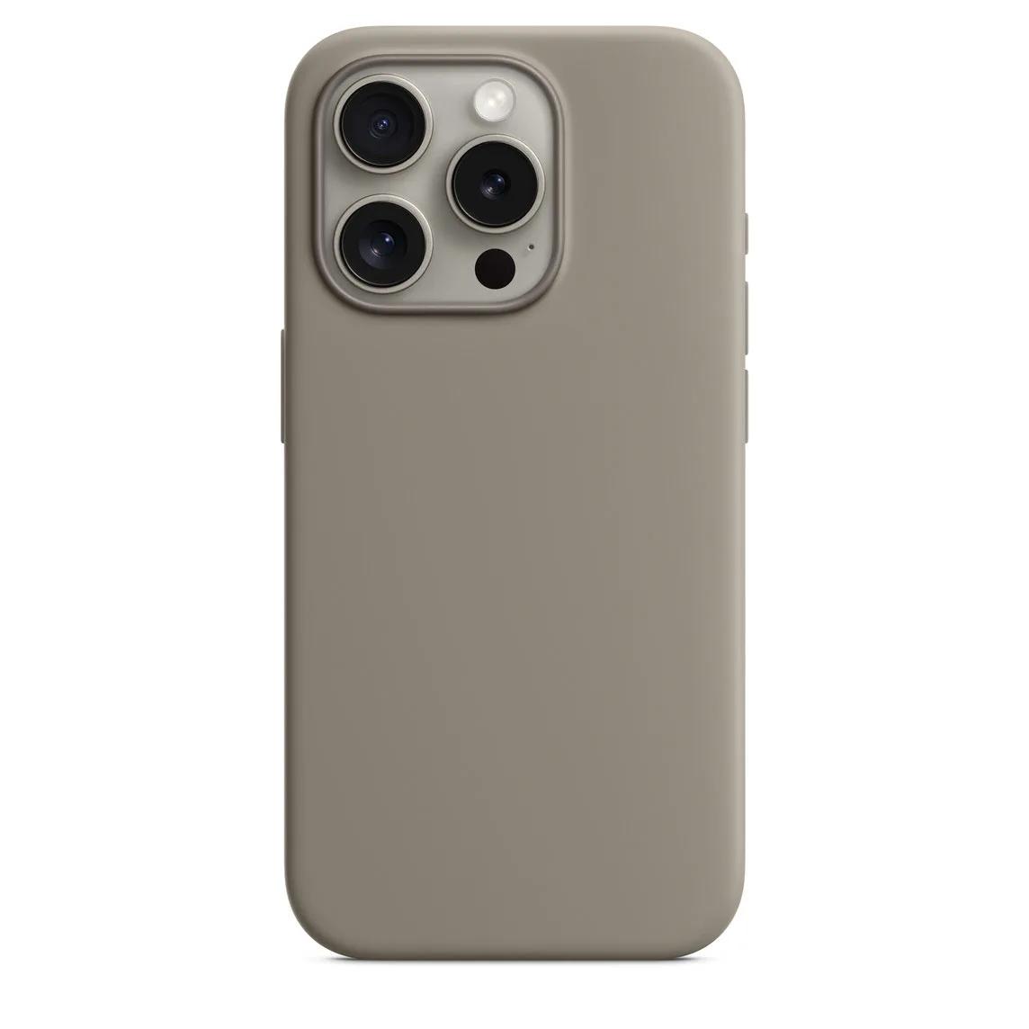 

Luxury Solid Color Liquid Silicone Smooth-Touch Soft Case For iPhone 17 Pro Max Air 16E 15 14 Plus Lens Raised Protect Full-pack Anti-Drop Cover iPhone 12 сірий