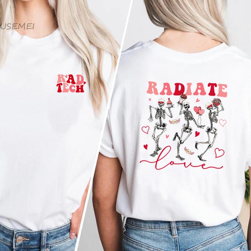Valentine Xray Tech T Shirt Valentine Radiology Rad Tech Tshirt Valentines Day Tshirt Casual Cotton Short Sleeve Tees Couple S
