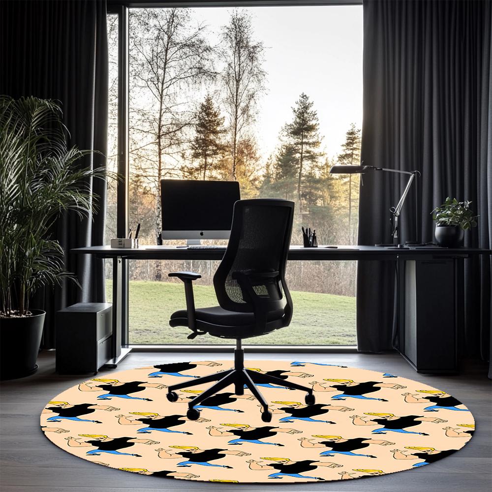 Johnny Bravo Printed Round Rug Carpet Chair Rug Area Rug Entryway Doormats,for Office Chair Living Room Bedroom Kitchen Room.
