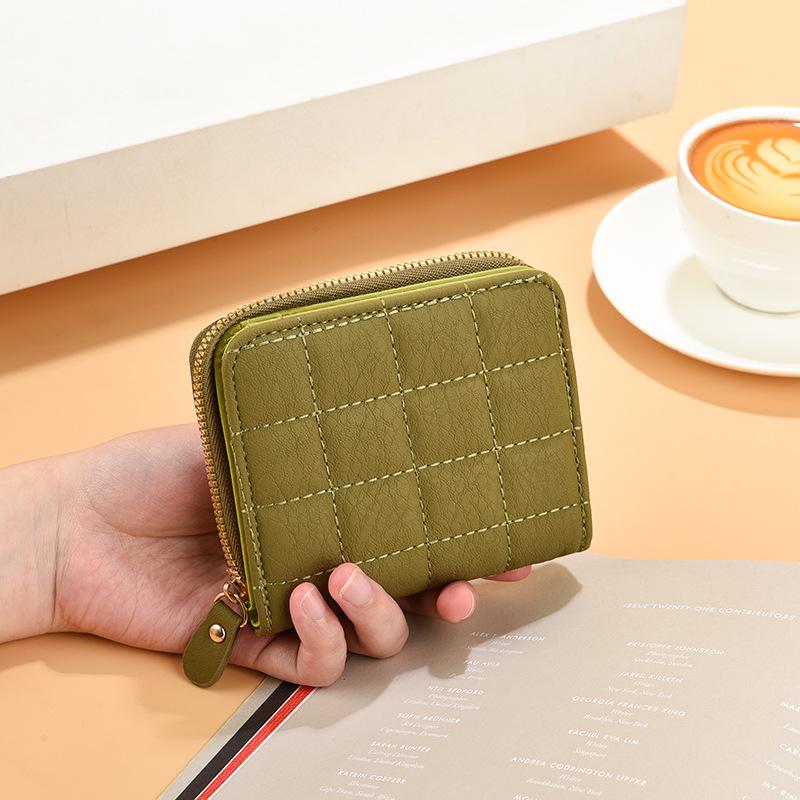 

Женский весенний корейский стиль вышитый короткий кошелек на молнии армия зеленый