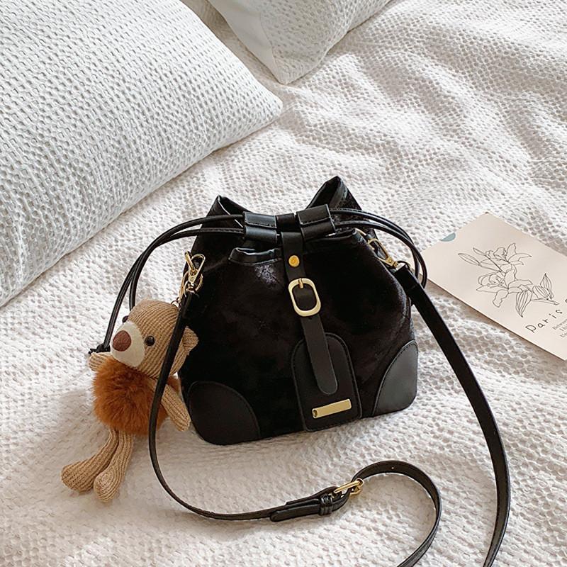 Уникальная Винтажная Повседневная Женская Сумка-Ведро 2023 Новая Осенне-Зимняя Мода Высококлассный Стиль Сумка через Плечо