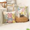 Easter Short Plush Printed Pillow Cover With Bunny And Carrot Sofa Decoration