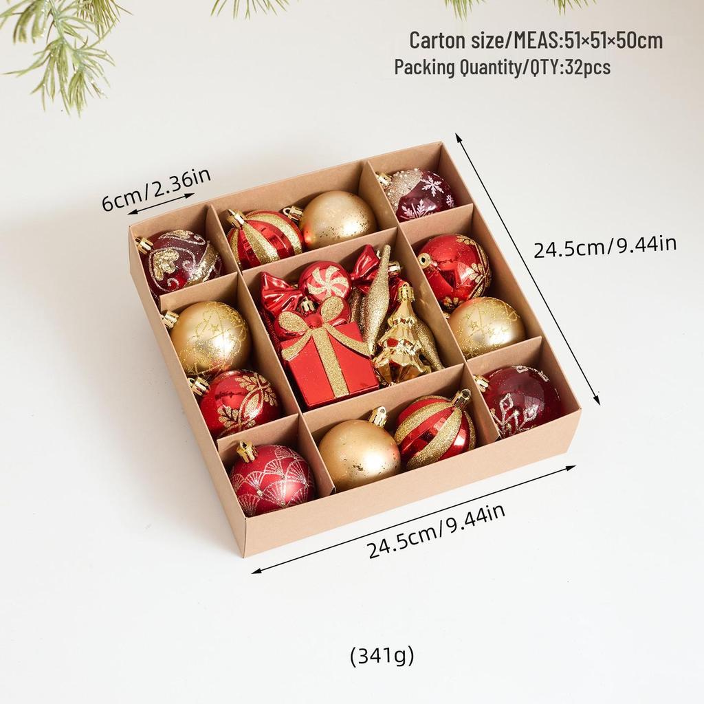 New Style Irregular Red & Green Electroplated Christmas Ball Ornaments Gift Set for Tree Decoration