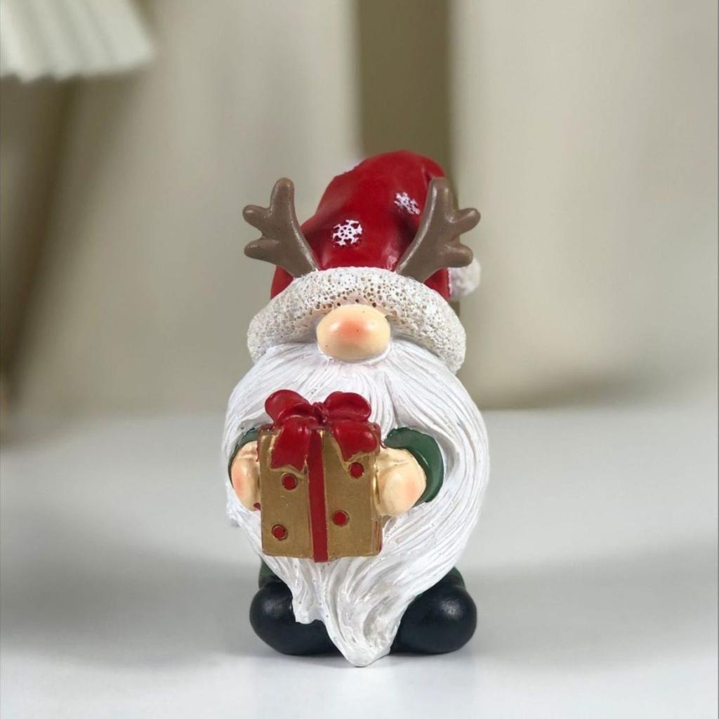 Christmas Holiday Table Decoration Holding Gifts Around The Tree, Santa Claus Resin Handicraft for Home, Bedroom, Living Room