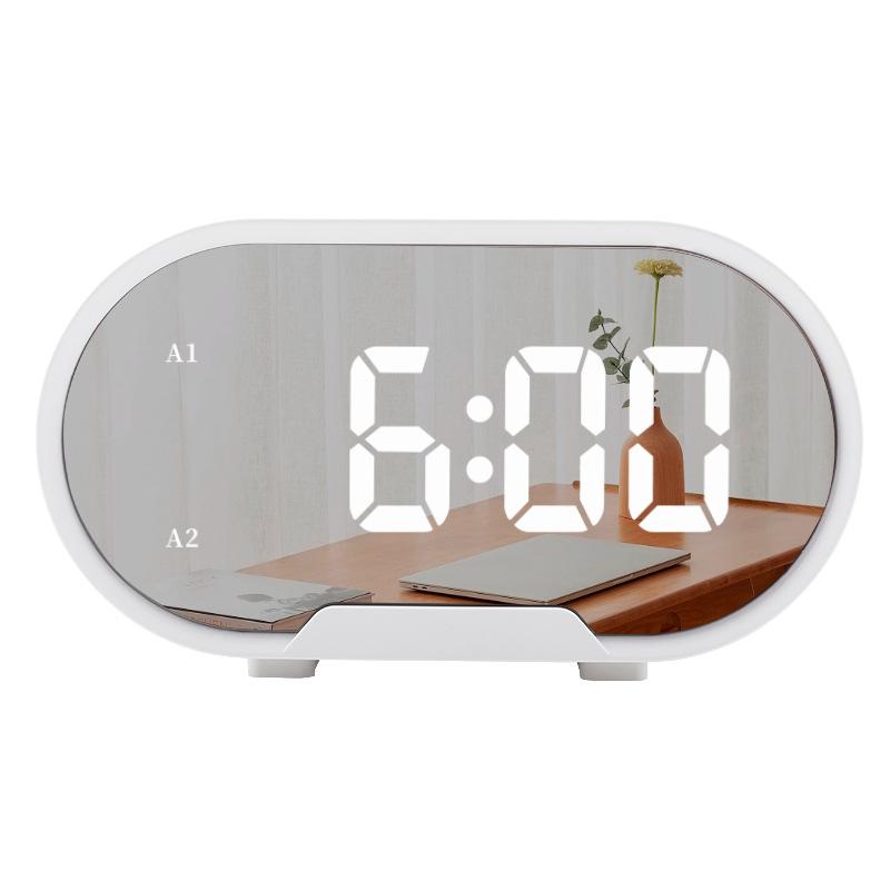 New LED Mirror Alarm Clock Simple Large Screen Digital Clock Student Wake Up Artifact Desktop Electronic Clock