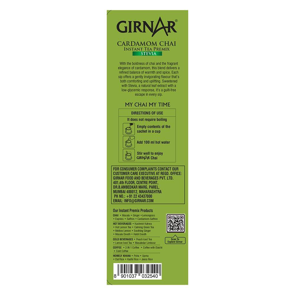 Girnar Instant Cardamom Chai Premix With Stevia 100g 10 Sachets Refreshing Green Tea Beverage