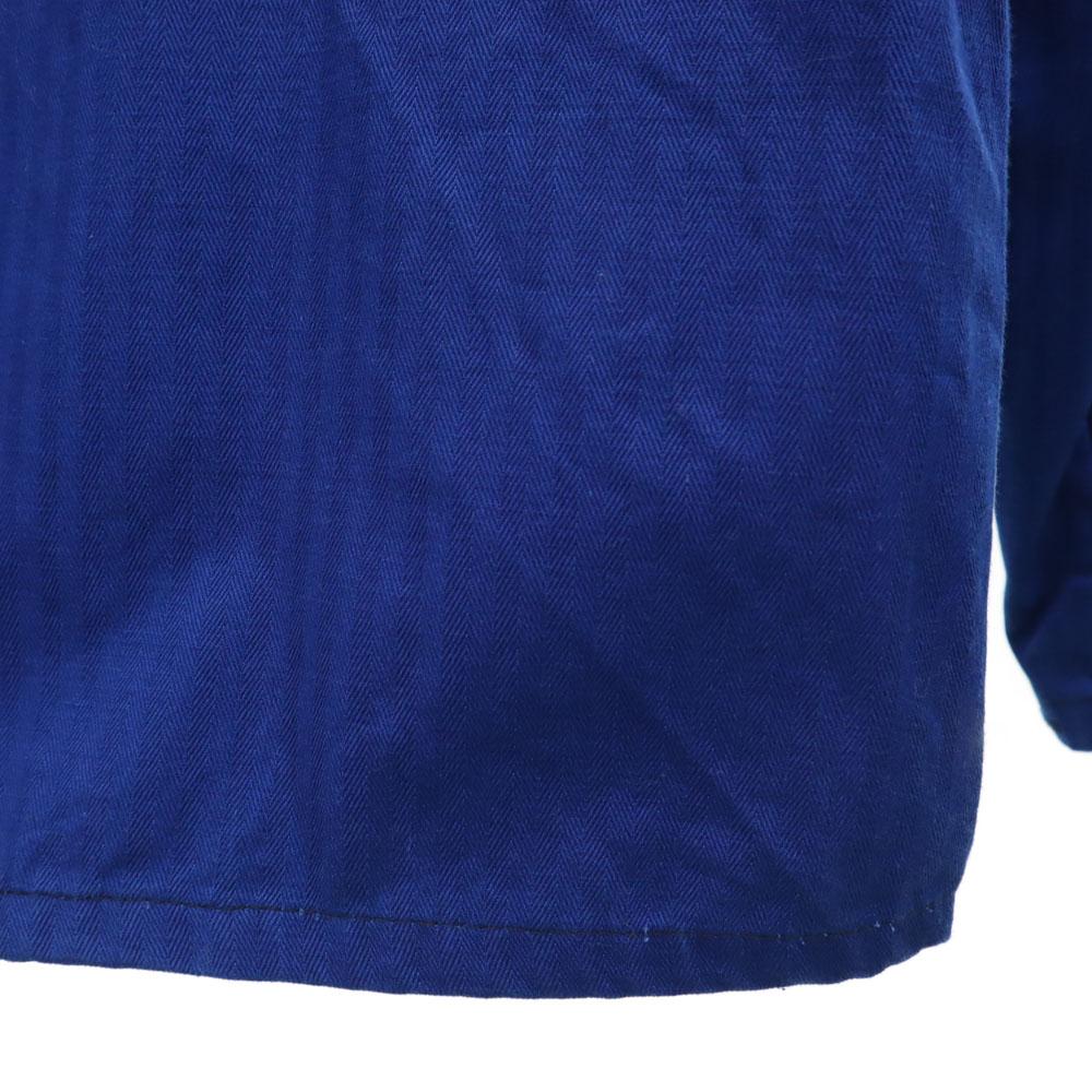 EURO WORK 70s 80s Vintage Herringbone Long Sleeve Shirt 50 Blue Men's Used