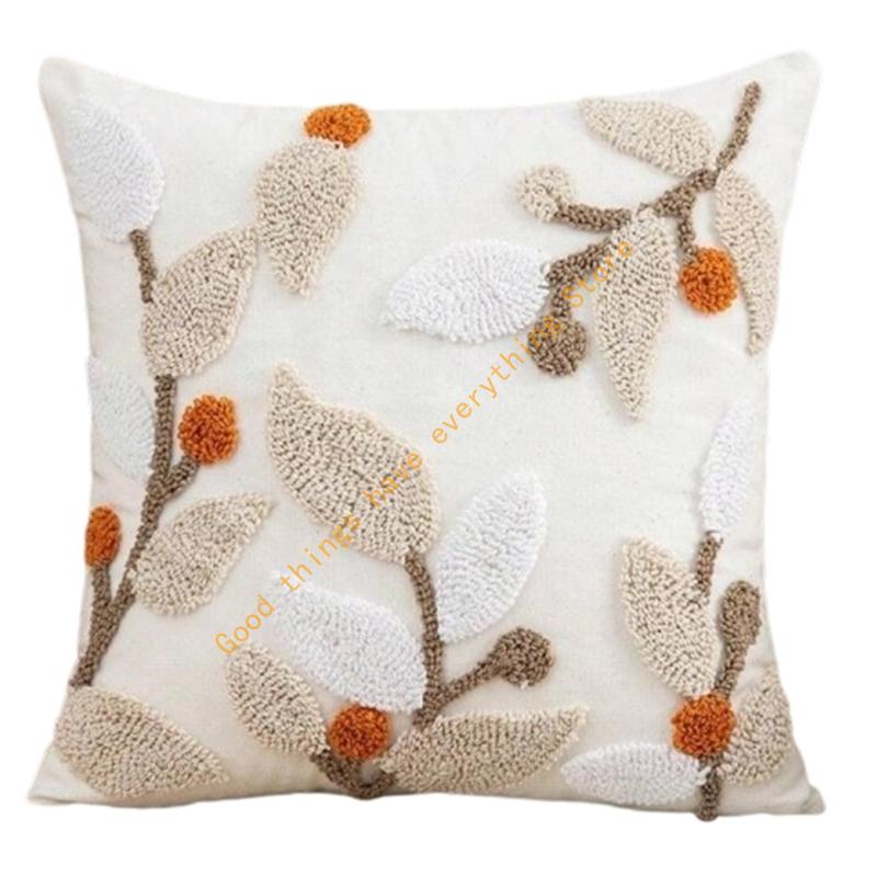 Modern Decorative Pillow Case Geometric Tufted Multicolored Cotton Linen Square Cushion Cover for Sofa Bed Indoor Use 55KF