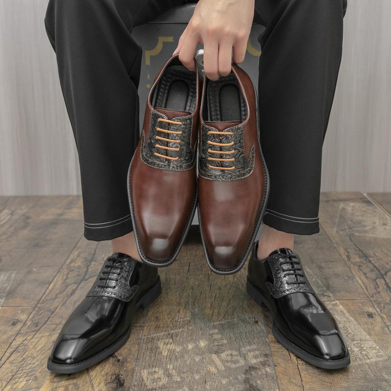 Fashion Classic Men Fashionable Formal Leather Shoes Men Lace-up High-end Business Office Leather Shoes Wedding Banquet Shoes Men