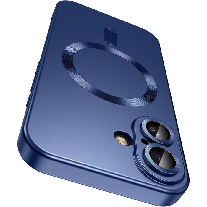 Coque de Téléphone - E.F.Connection - pour iPhone 17 - Silicone Liquide Cercle Magnétique Bleu Marine