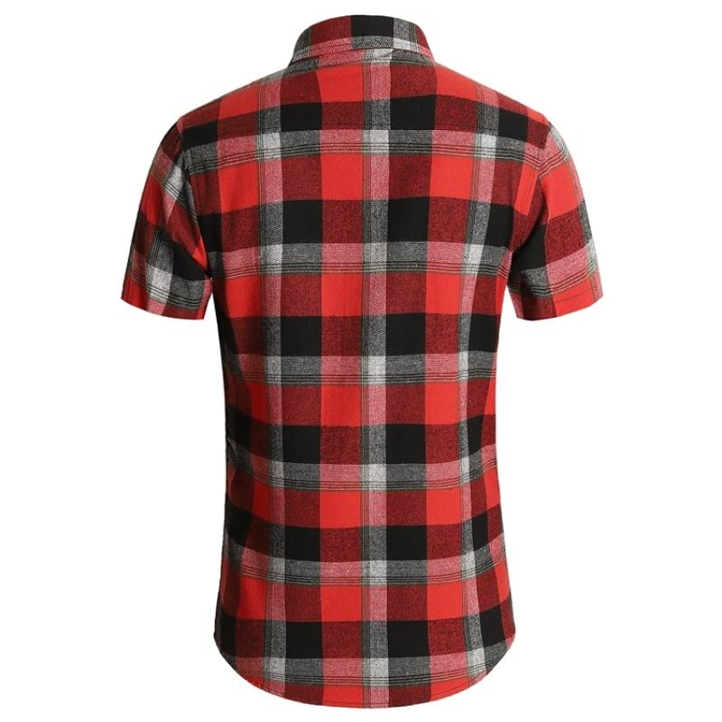 Summer Men's Fashion Plaid Shirt New Design Pocket Short Sleeve Shirts Mens Casual Business Office Work Dress Blouse 5XL 6XL 7XL