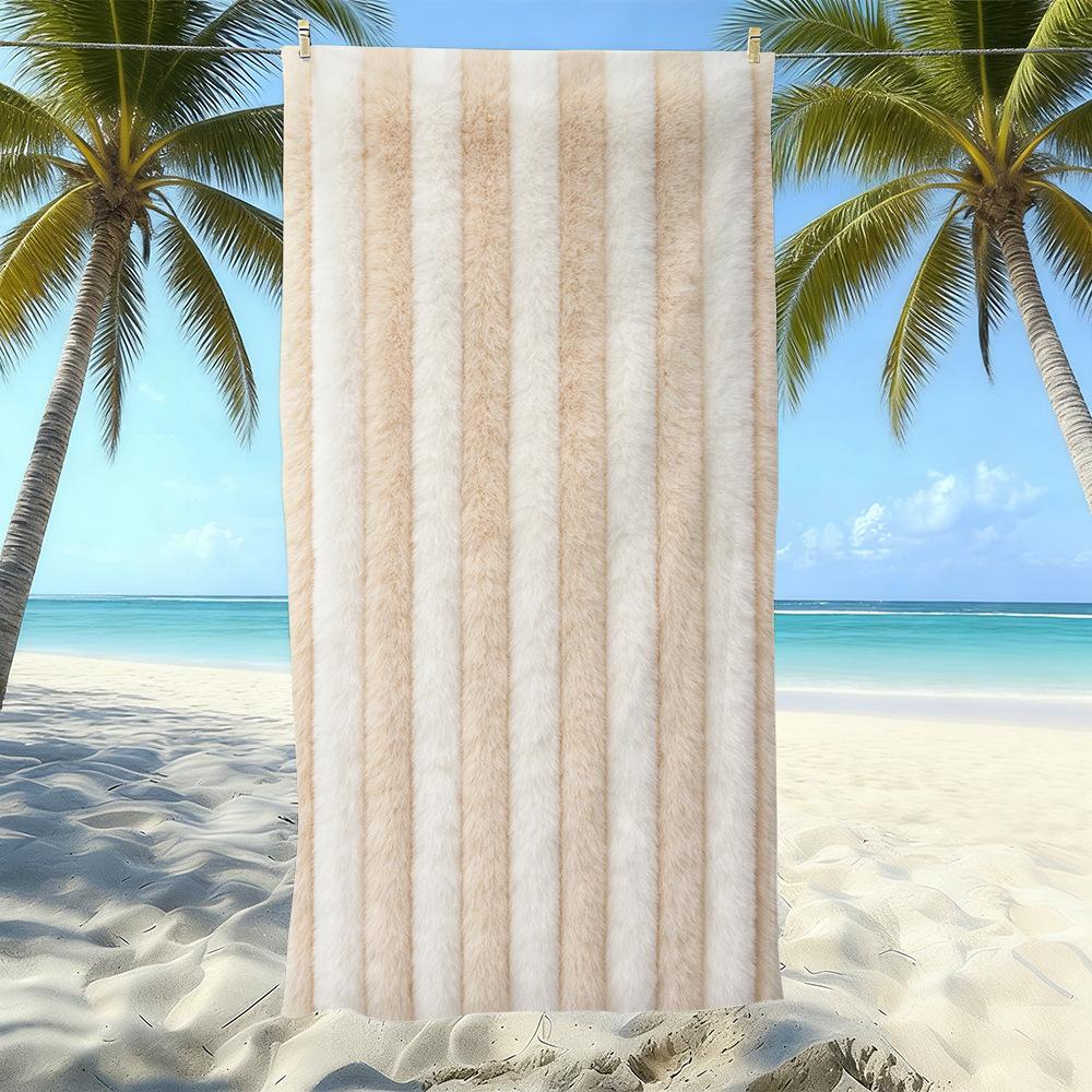 Populaire gestreepte bedrukte strandlaken Sneldrogend Zandvrij Volwassen Zwem Bad Handdoek Microvezel Handdoek