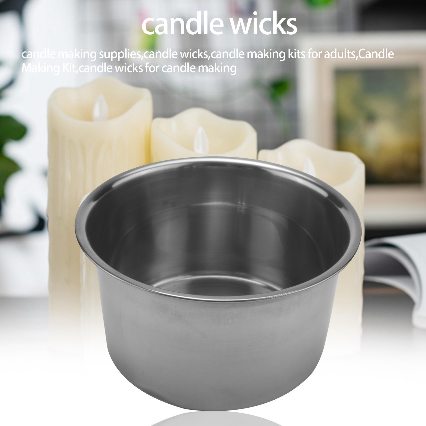 

M-Modern-4 Set Stainless Steel Double Boiler Long Handle Wax Melting Pot, Pitcher & Mixing Spoon Candle Soap Making, DIY Scented срібний