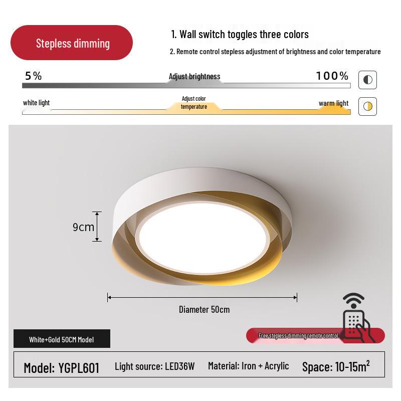 Modern Nordic LED Ceiling Light - Minimalist Round Design for Master Bedroom