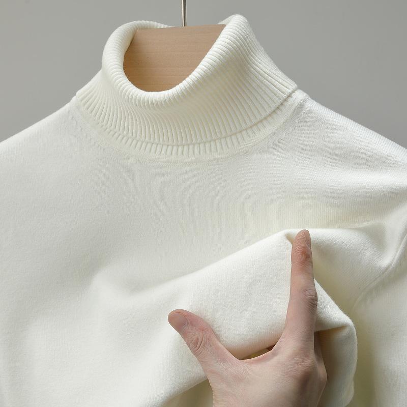 Herren Wollpullover mit hohem Kragen - Lässig, Unifarben, Strickware für Herbst/Winter