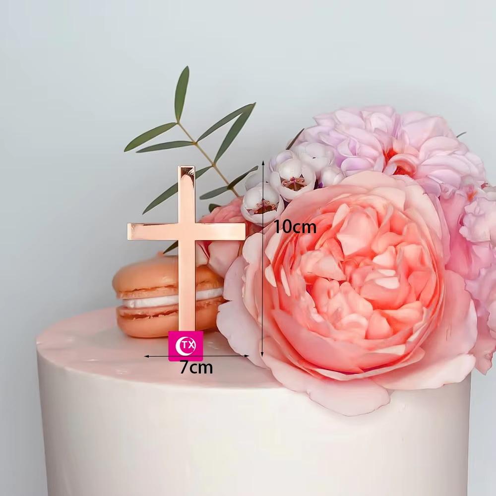 10pcs Acrylic Christ Happy Birthday Cake Topper Gold Jesus of the Cross Party Cake Toppers Baby Shower gift dessert Decoration