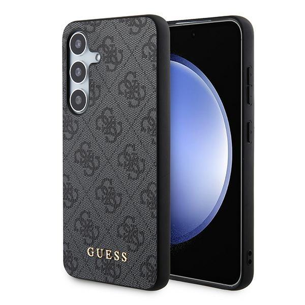Hülle für Samsung Galaxy S24 Guess 4G Metall Gold Logo Schwarz
