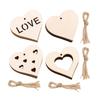 40 Pieces Heart Wood Slices Blank with Natural Twine DIY,Wooden Ornaments,Heart Embellishments Hearts for Crafts for Home Decor