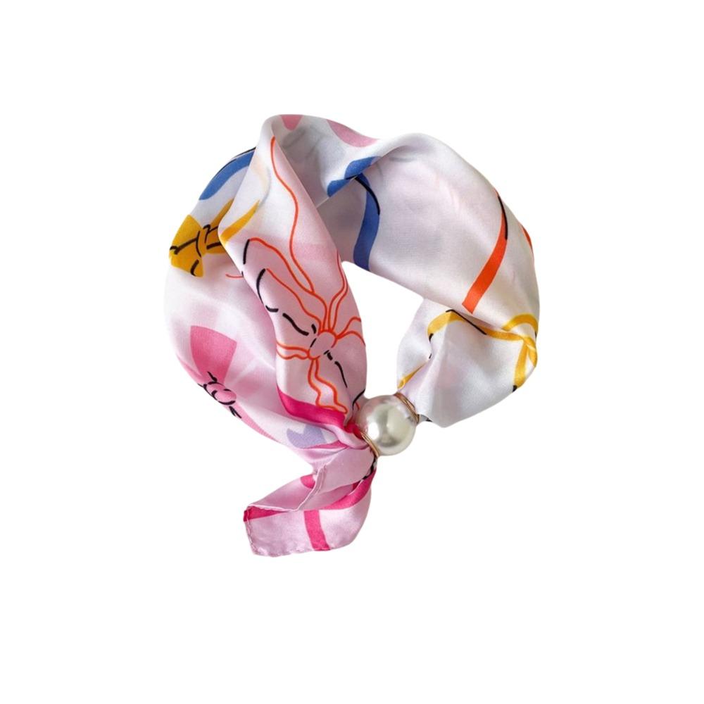 Lightweight Silk Scarf Breathable Printed Neck Scarf Accessory Magnetic Clasp Scarf Women