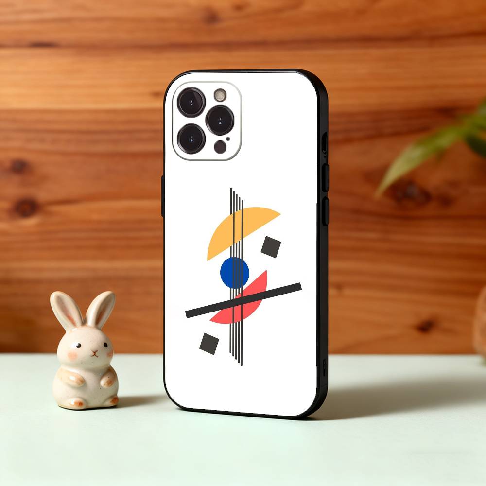 Mondrian-Bauhaus Abstract Shapes Phone Case For iPhone17,16,15,14,13,12,Plus,Pro Max, 5G Others Soft Black Cover