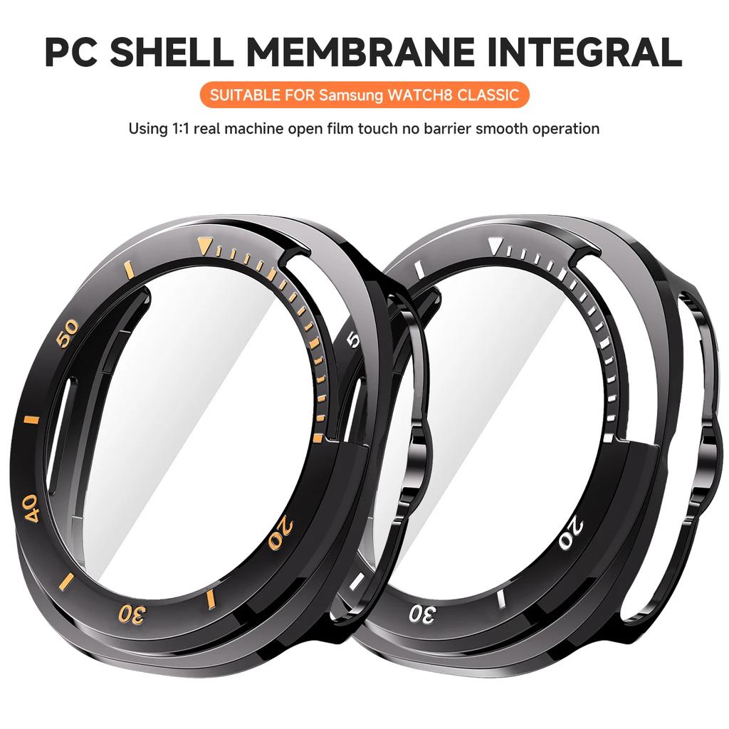 Hülle für Samsung Galaxy Watch 8 Classic Zubehör Panzerglas Displayschutz Bumper Galaxy Watch 8 Classic 46mm PC Hülle