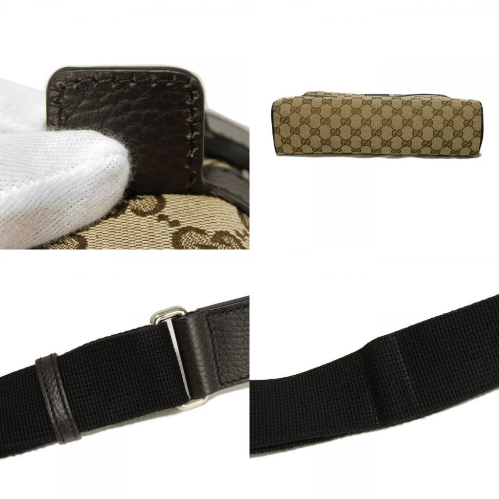 Used GG Canvas Messenger Bag (9539) 449173 KY9KN 9886 7921, Brown Calfskin Crossbody Bag with Embossed Logo in Beige,