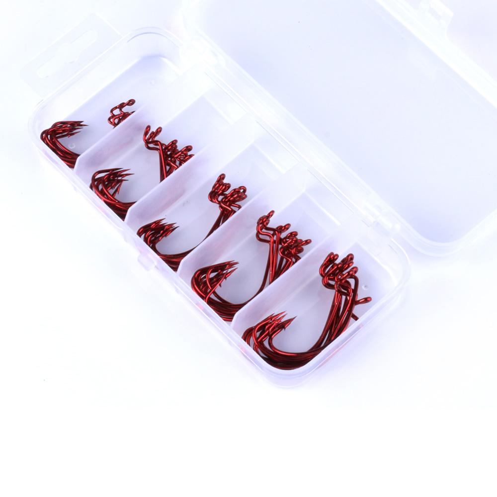 50 stk/lot HENGJIA Havfiskekroker Peche Fish Jig Krok Agnsett Anzuelos De Pesca Tilbehør