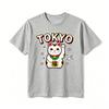 Oversize Unisex Tshirt Vintage Tokyo Unisexeki Neko Print Soft Cotton Short Sleeve Daily Wear Casual Male Tees