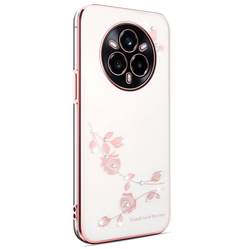 KADEM For Realme 14 Pro 5G Case Flower Rhinestone Decor Electroplating TPU Phone Cover
