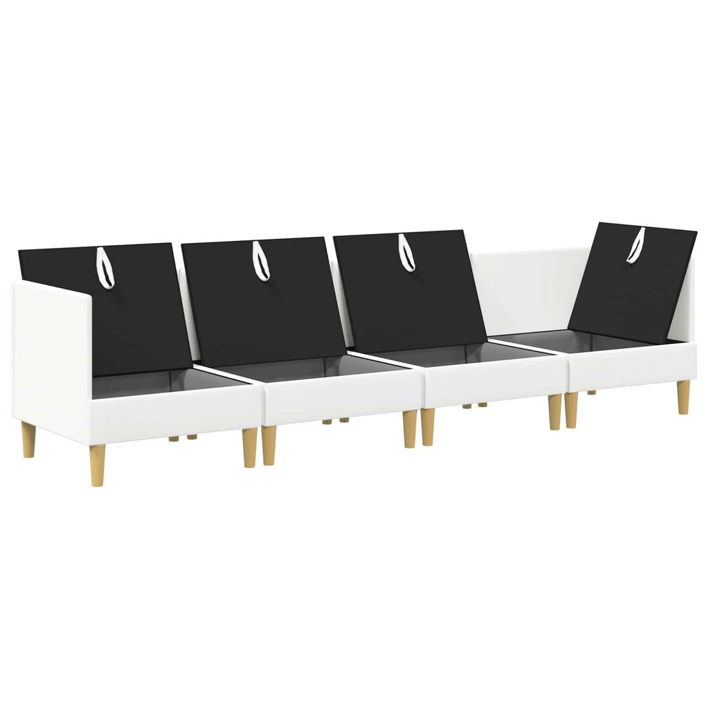 Modular Sofa Set with Storage Space 4 Pcs White Fabric