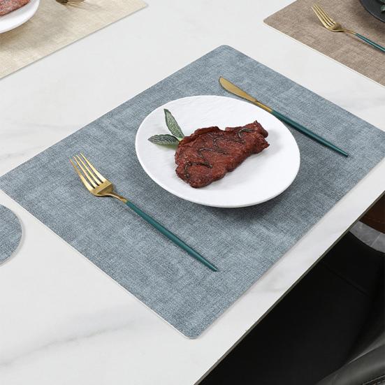 Yousheng Dual Side Placemat Waterproof Faux Leather Coaster Placemat Solid Color Heat Insulation Pad for Dining Tables Countertops