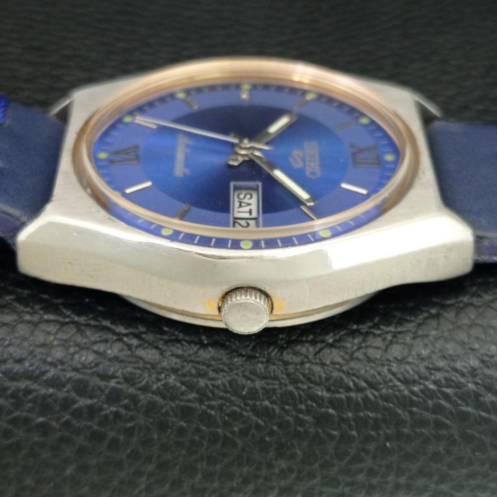 VINTAGE SEIKO 5 AUTOMATIC 6309A JAPAN MENS BLUE COLOR DIAL WATCH a708384-1