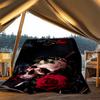 1pc Skull Roses Print Outdoor Flannel Blanket Soft All Season Polyester Throw , Perfect for Picnics & Travel , Picnic Accessory