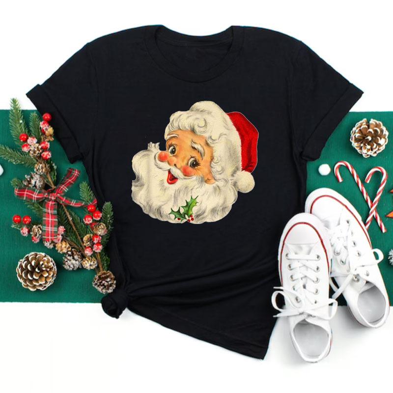 Women's Christmas Collection Printed Plus Size Trendy Letter Pure Cotton Short Sleeved T-Shirts Women’s