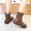 Top Layer Cow Leather Winter Short Boots Soft Bottom 2025 Autumn/Winter Genuine Leather Vintage Warm Cotton Boots Fleece-Lined