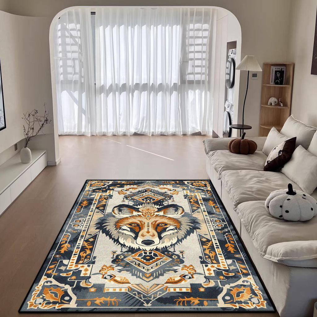 Bohemian Style Decorative Rug for Living Room Big Size Antiskid Room Decor Carpet Soft Easy Cleaning Bedroom Bedside Mat Flannel