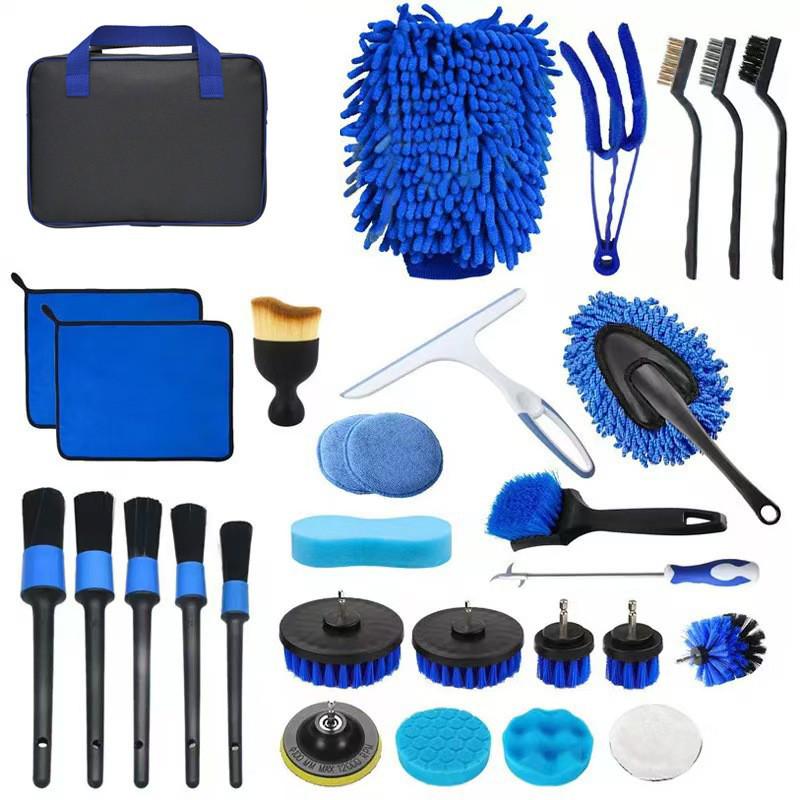 Electric Drill Car Cleaning Brush Set - Wheel Hub & Polishing Disc Brushes