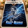 Flannel BlanketLionel Messi Custom Name Text Personalized Soft Warm Throw Blanket Home Decor Gift