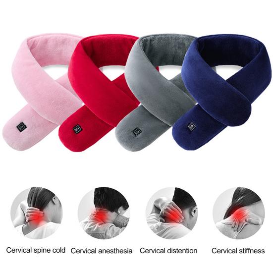 Electric Heating Scarf Rechargeable Heated Shawl Neck Warmer with 3 Adjustable Gears Plush Fabric Neck Heating Wrap