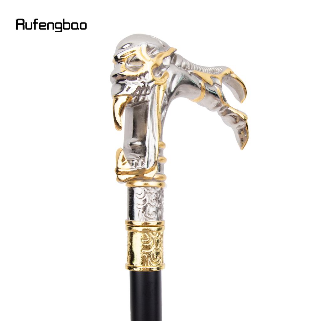 Golden White Ghost Skull Head Fashion Walking Stick Decorative Vampire Cospaly Vintage Fashionable Cane Halloween Crosier 93cm