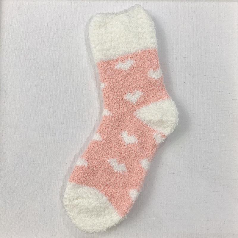 Heart Flanged Flat Women's Socks Rolled Edge Crew Cute Lovely Women's Sleeping Socks Fluffy Bed Sock for Women
