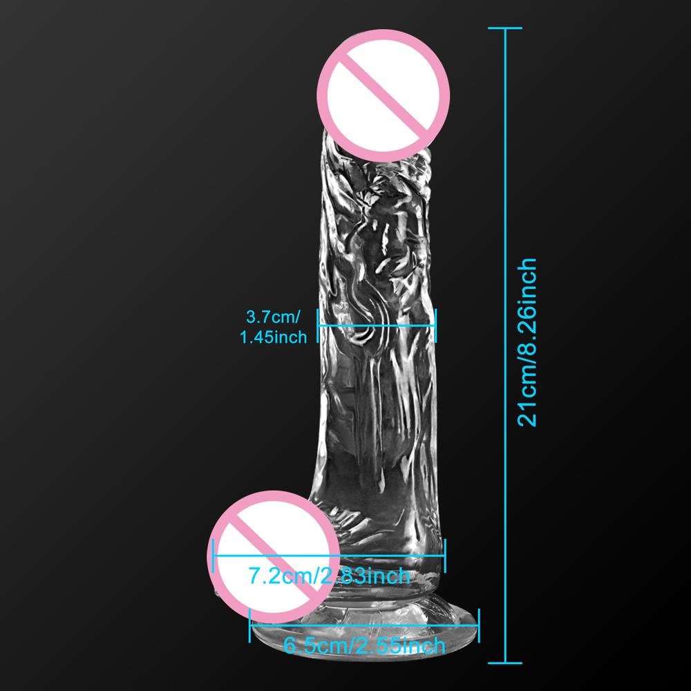 Realistic Soft Dildo for Women Beginner Transparent Penis with Strong Suction Cup Hands-Free Play for Adult Sex Masturbator