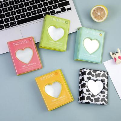 Album fotografico carino color caramella da 3 pollici con cuore d'amore quadrato, portafoto a 32 tasche in PVC, album Instax Mini Kpop